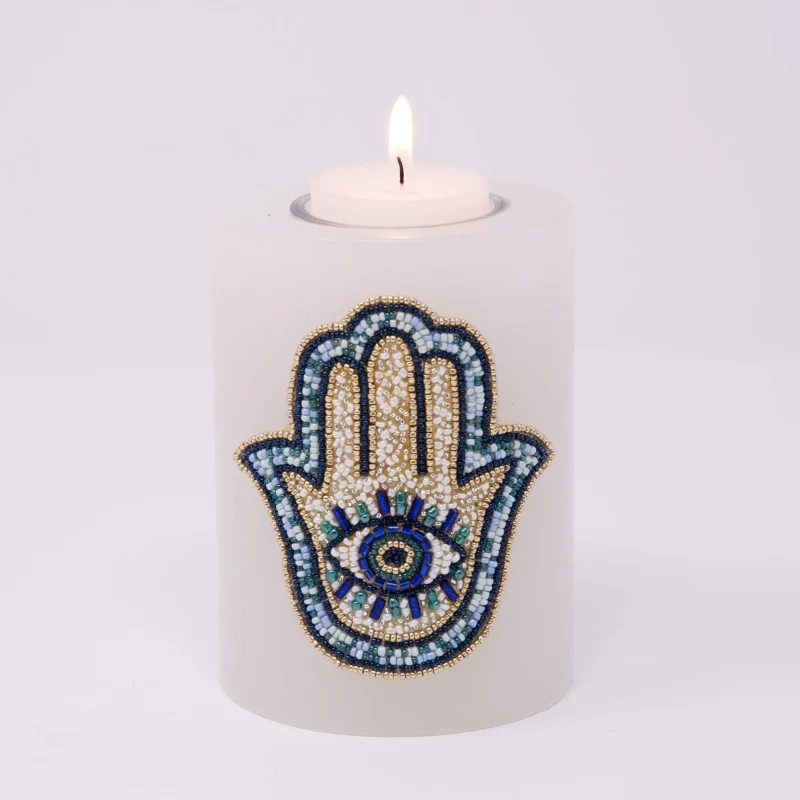 hamsa beaded candleholder handcrafted decor