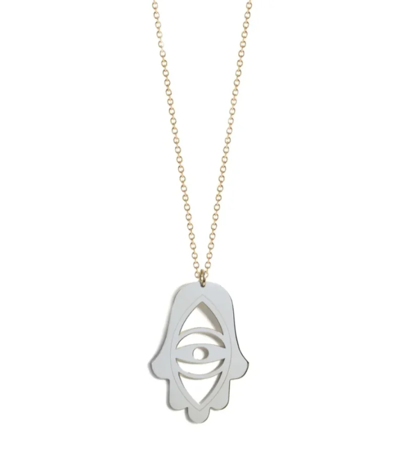 hamsa eye necklace sterling silver gold plated or two tone