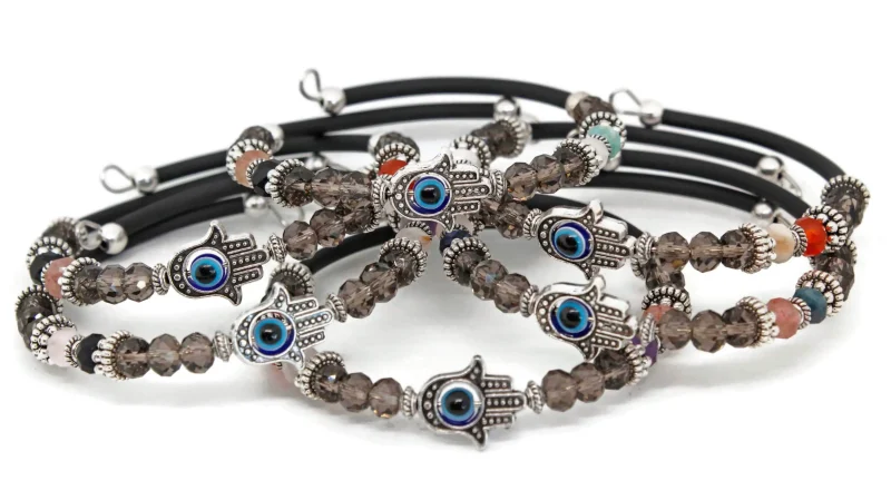 hamsa memory wire beaded bracelet scaled