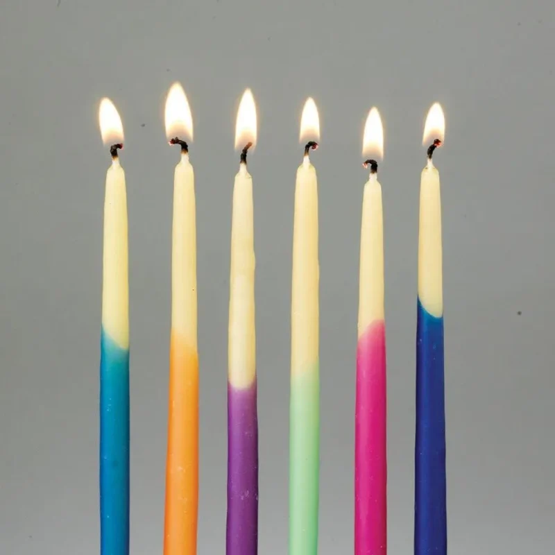 hand dipped beeswax hanukkah candles assorted colors