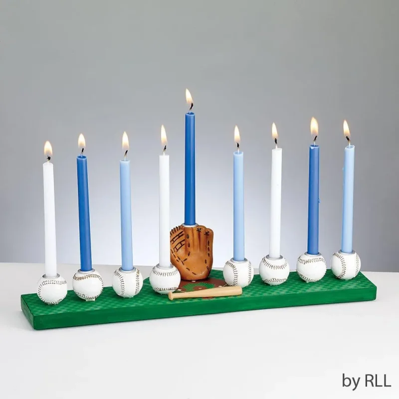 hand painted baseball menorah for sale