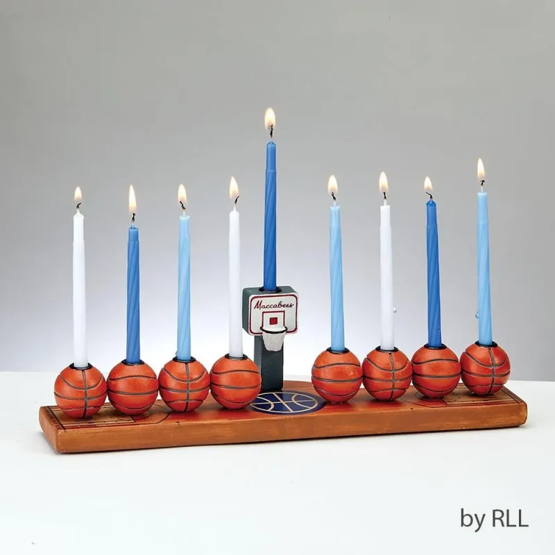 hand painted basketball menorah for sale