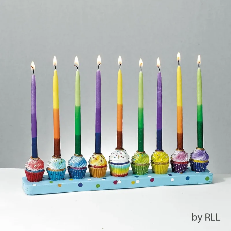 hand painted cupcake menorah for hanukkah