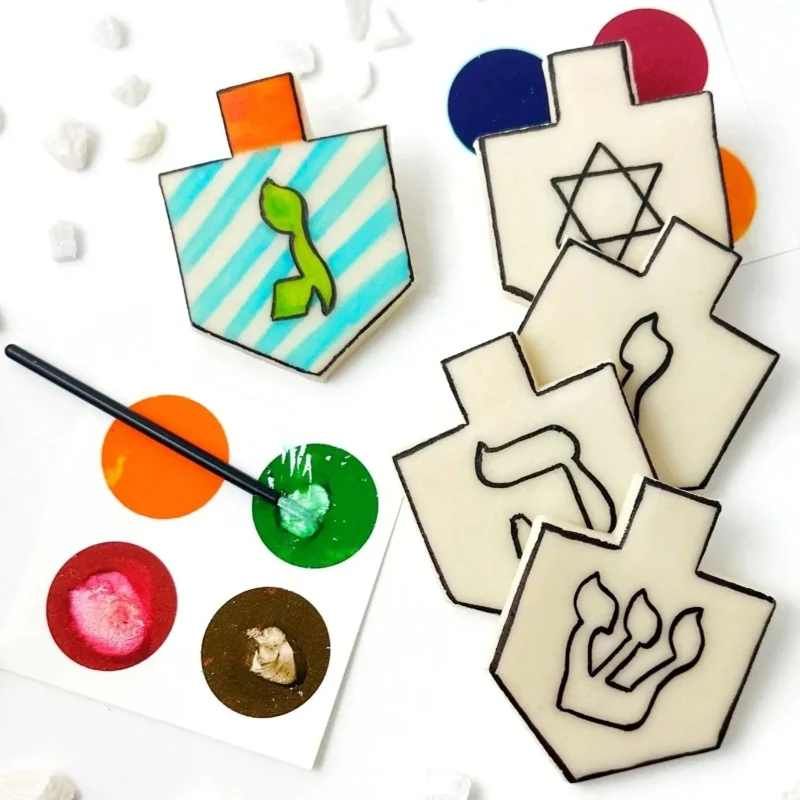 hand painted marzipan dreidels diy holiday fun