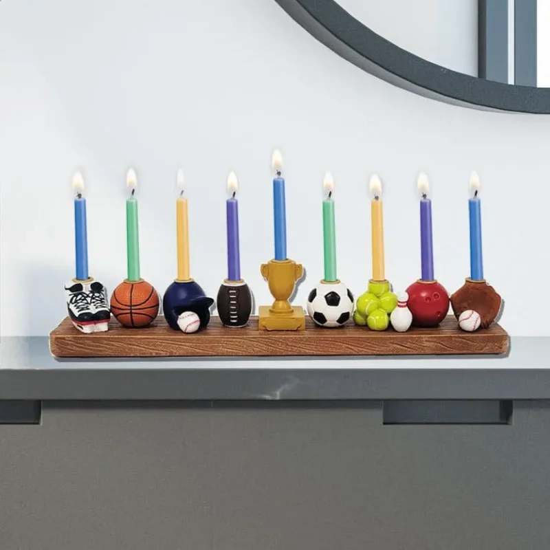 hand painted sports menorah for sale