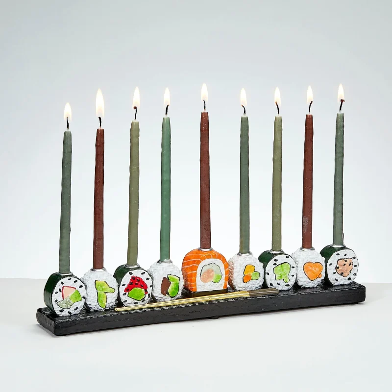 hand painted sushi menorah for unique holiday decor