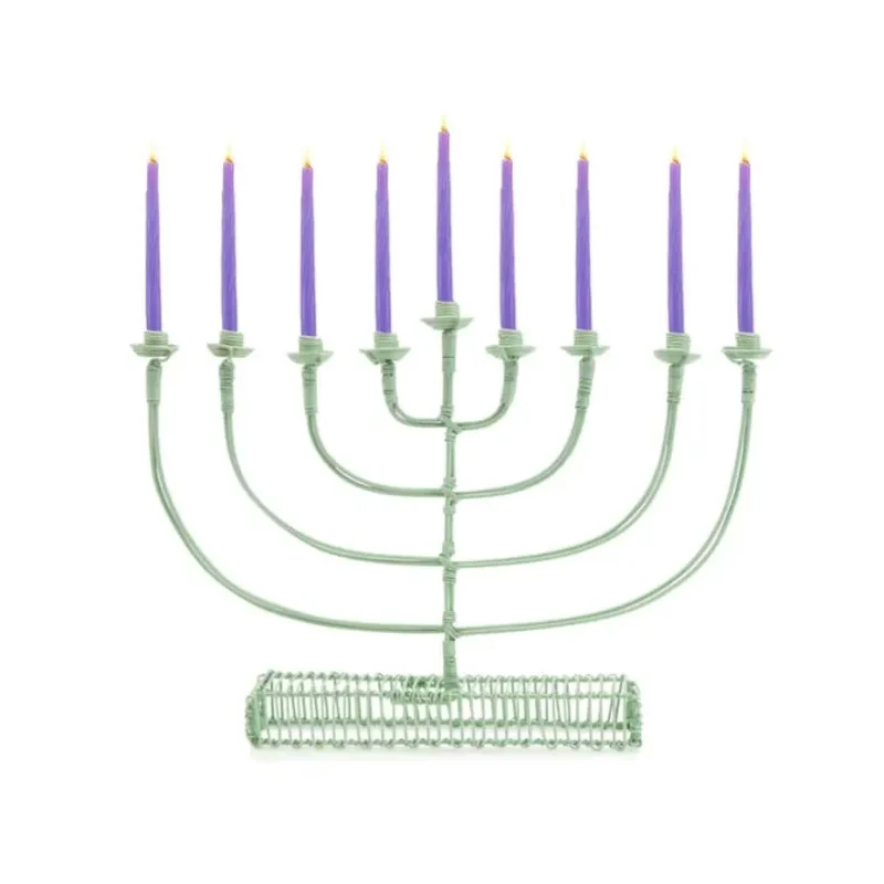 handcrafted african green round arm menorah