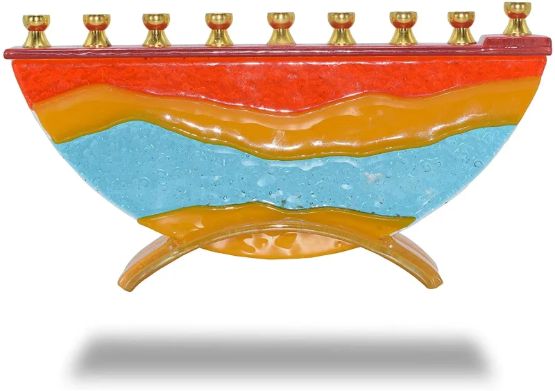 handcrafted painted glass menorah desert miracles