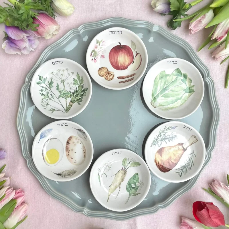 handmade ceramic seder plate by nina keramik