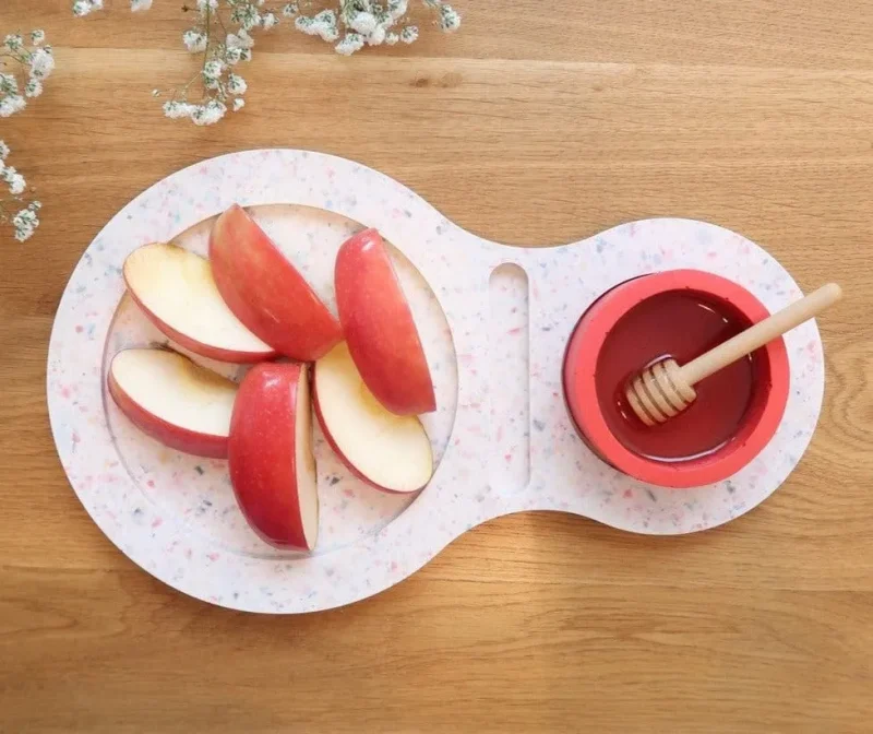 handmade red apple honey dish