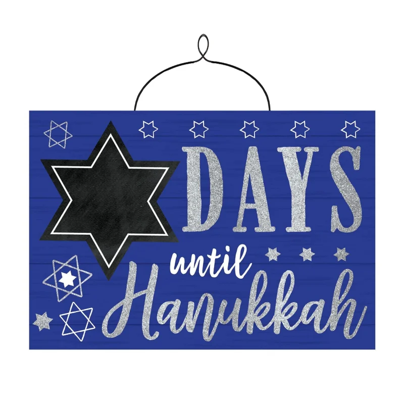 hanukkah countdown hanging sign