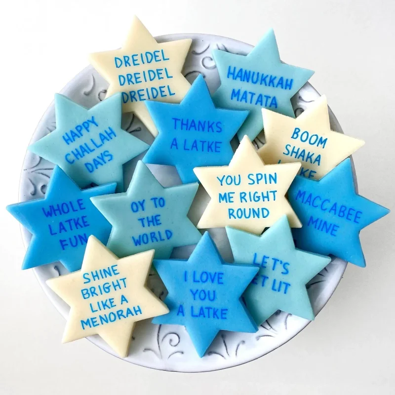 hanukkah star of david marzipan tiles