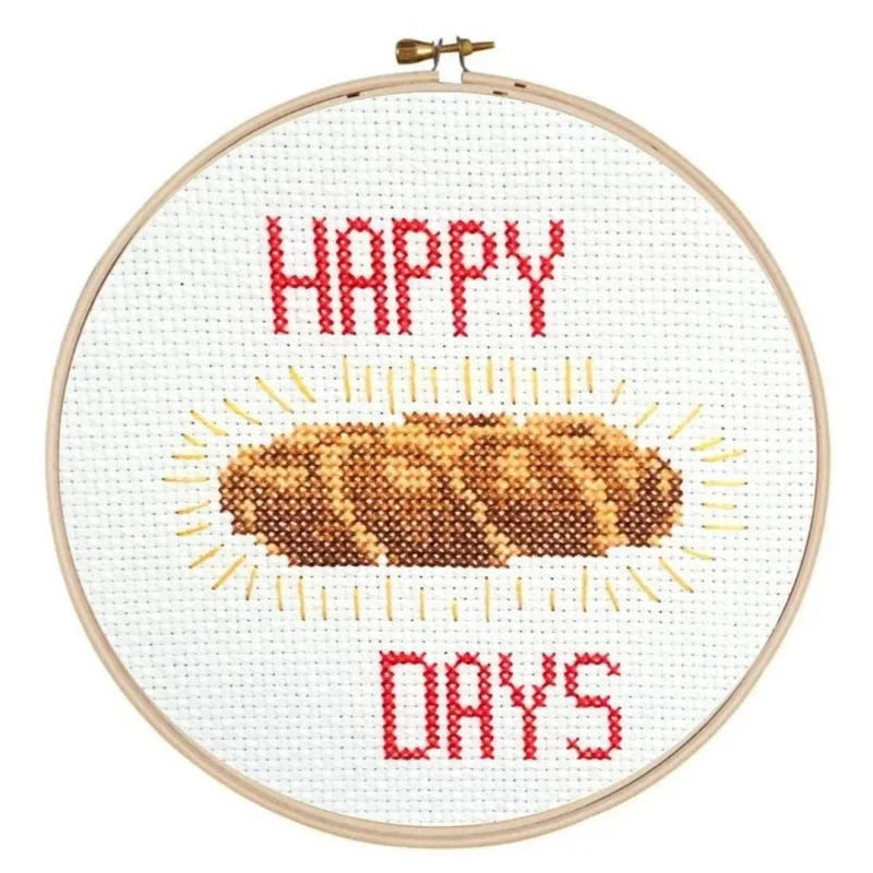 happy challah days cross stitch kit easy return policy