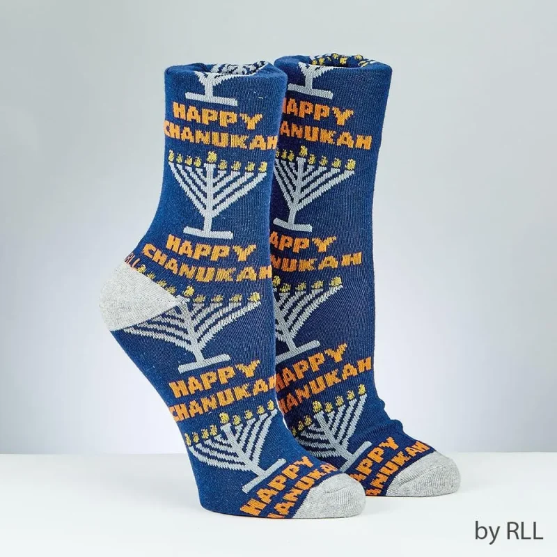 happy hanukkah menorah socks for adults