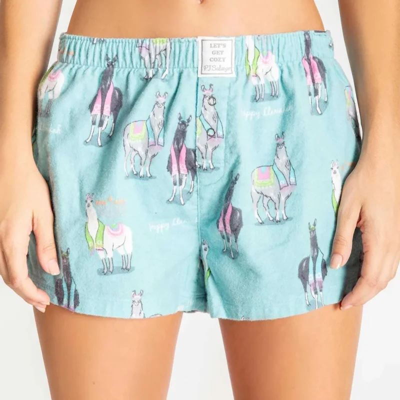 happy llamakah women s pajama shorts by p j salvage