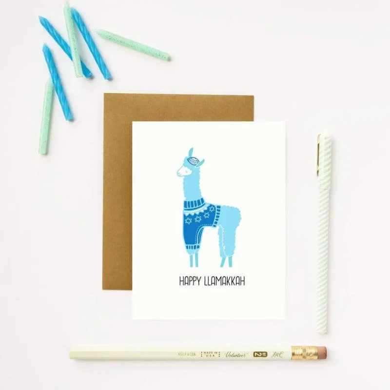 happy llamakkah hanukkah cards 5 pack