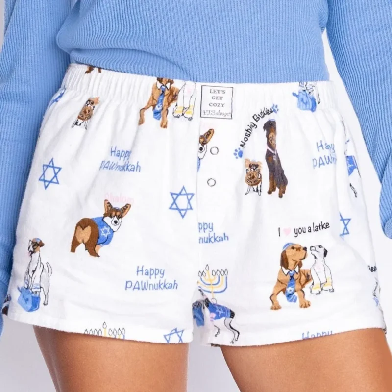 happy pawnukkah hanukkah pajamas shorts women s xs xl by p j salvage