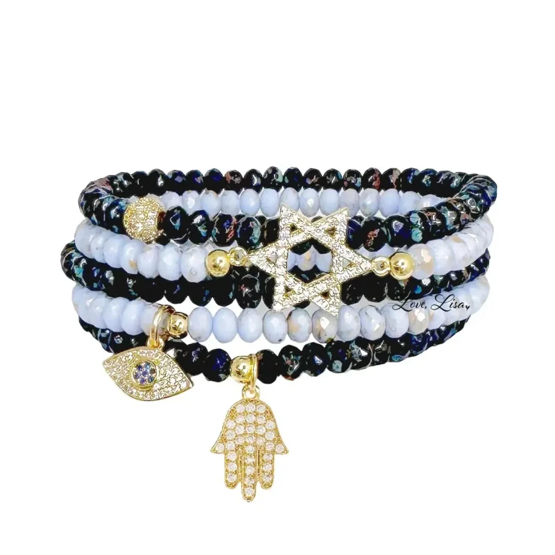 harper star of david crystal bracelet set for protection