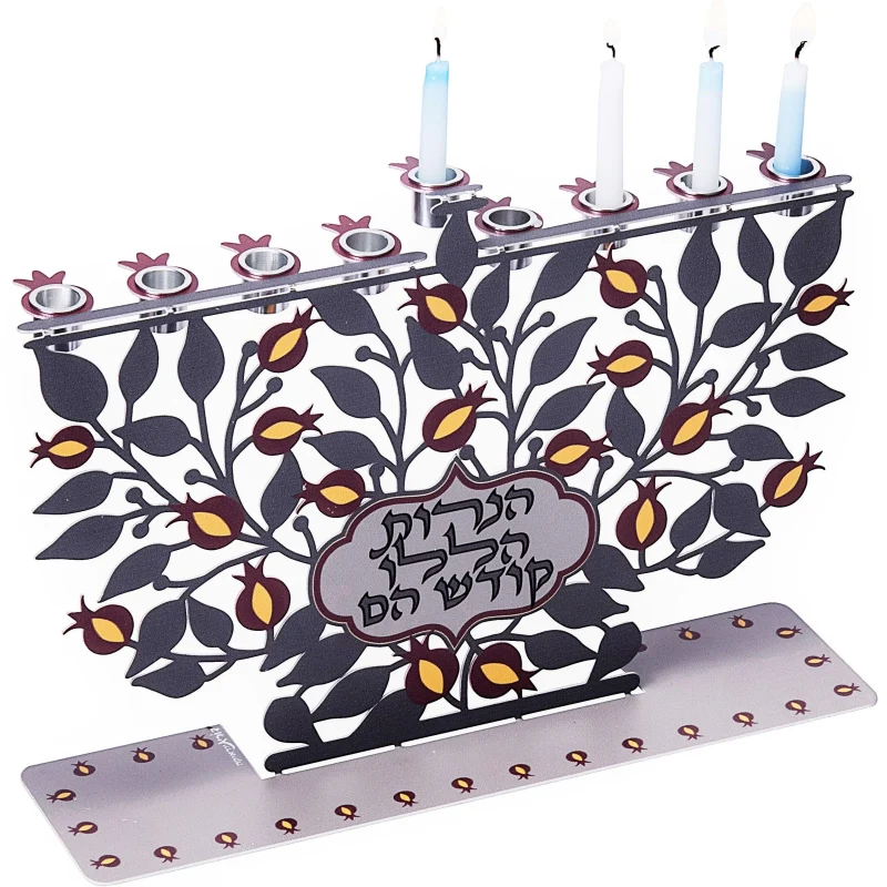 hebrew pomegranate menorah oil or wax candles scaled