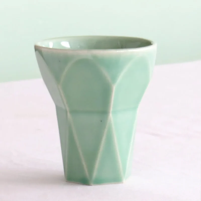 hexagon aqua kiddush cup for shabbat