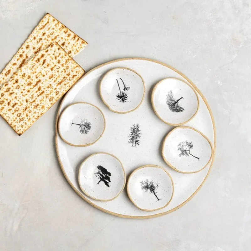 israel seder plate white