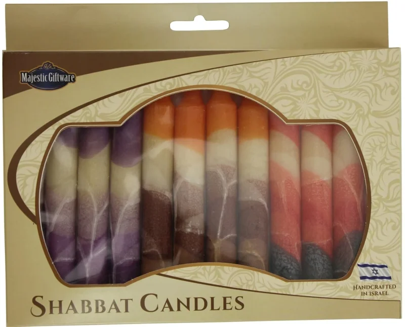 israeli hand crafted cream mix shabbat candles set of 12