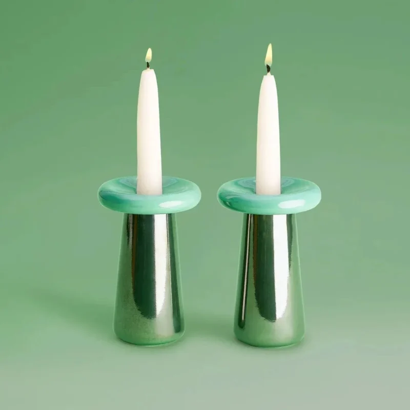 jade fern mushroom candlesticks