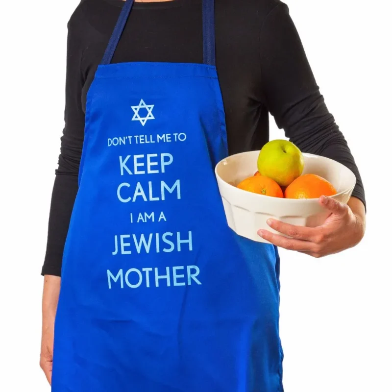 keep calm jewish mother apron blue