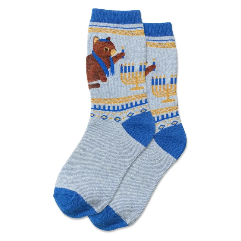 kids hanukkah cat crew socks holiday fun