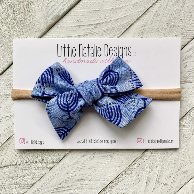 kids menorah bow headband for festive celebrations scaled