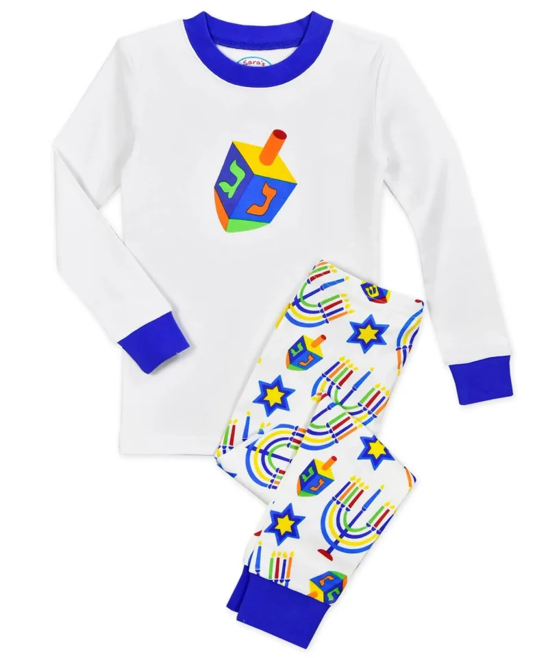 kids unisex hanukkah long john pajamas