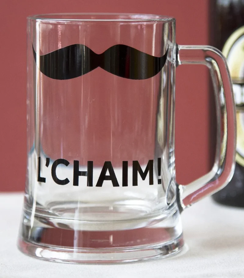 l chaim premium glass beer pint