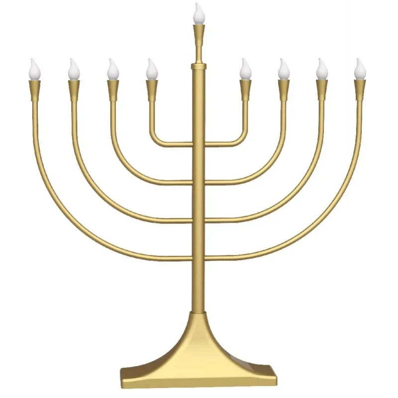 large gold electric menorah traditional design