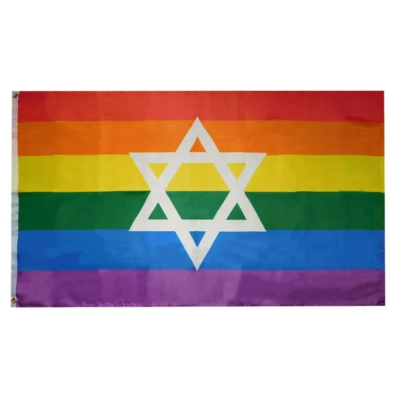 large rainbow star of david pride flag