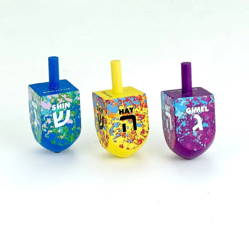 large splash wooden dreidels perfect for hanukkah fun