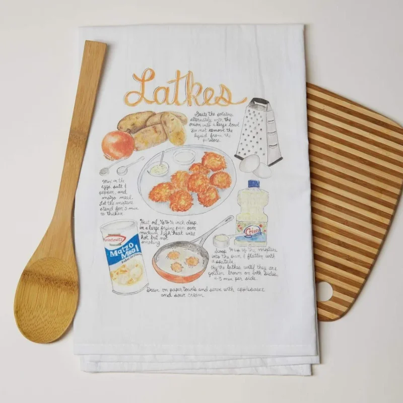 latkes recipe kitchen towel perfect for holiday cooking