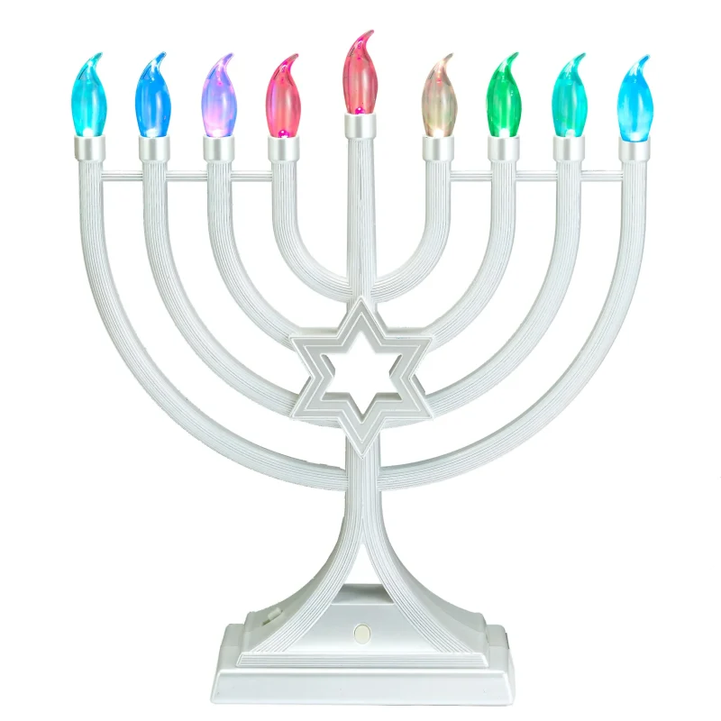 led menorah with color changing lights white