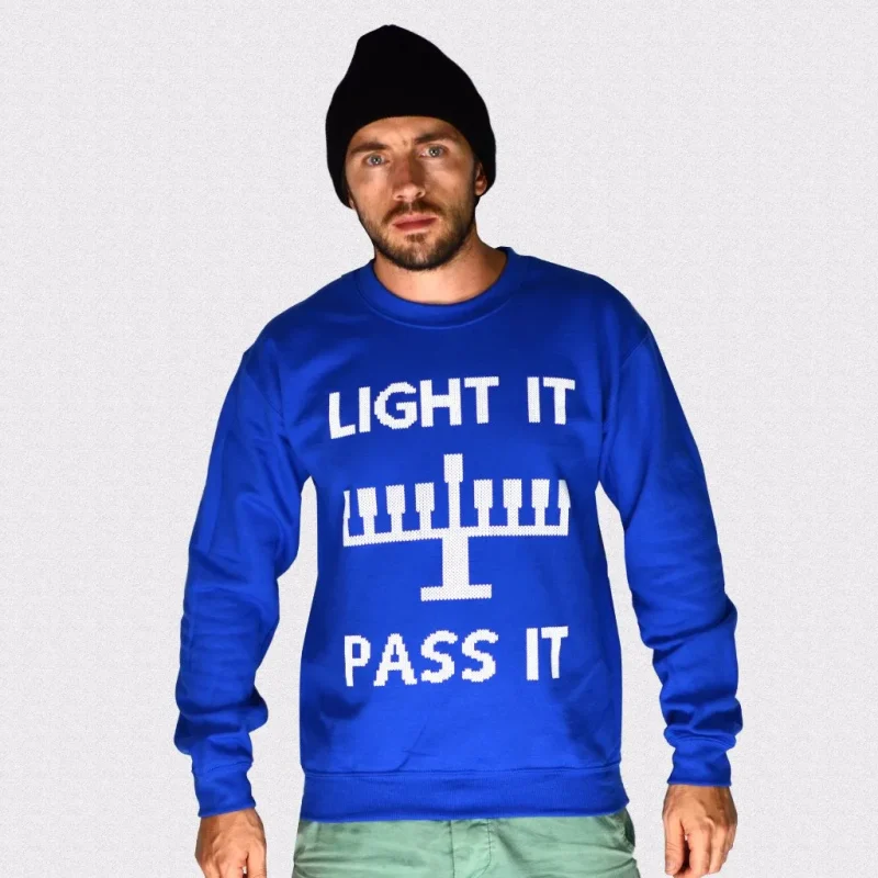 light it pass it hanukkah sweatshirt festive holiday apparel