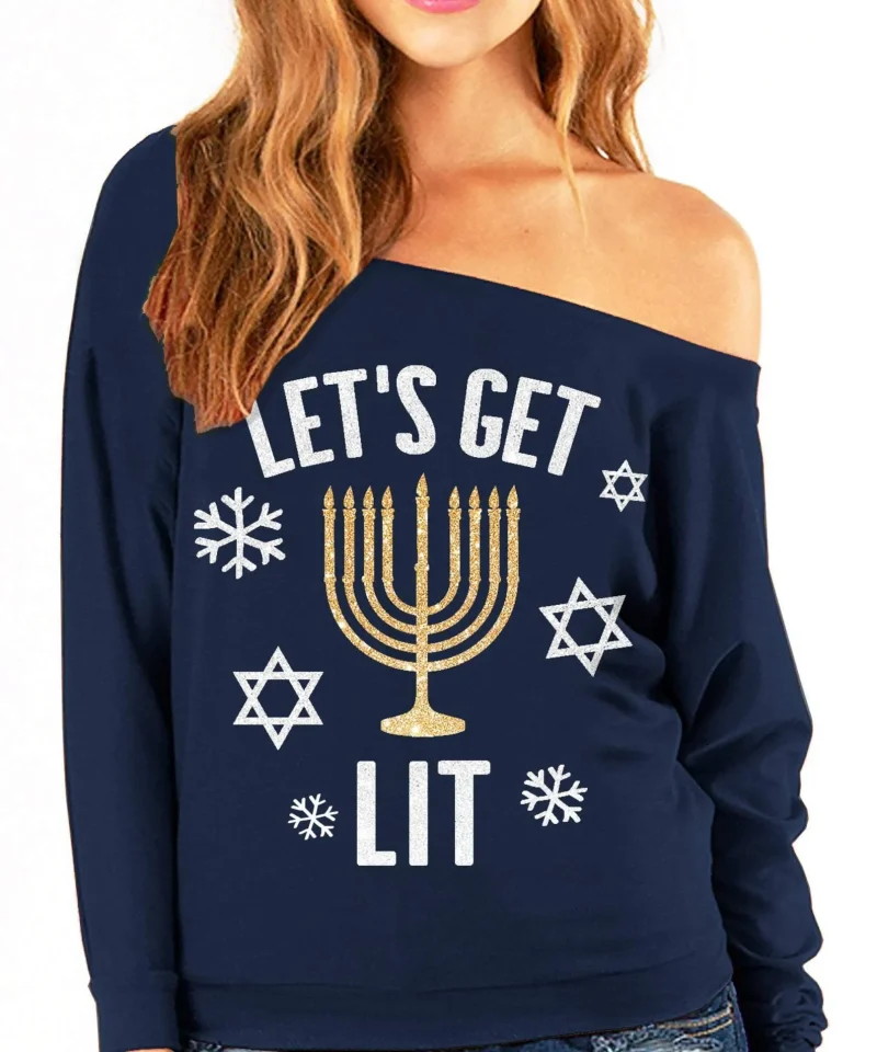 lit glitter slouchy women s sweatshirt