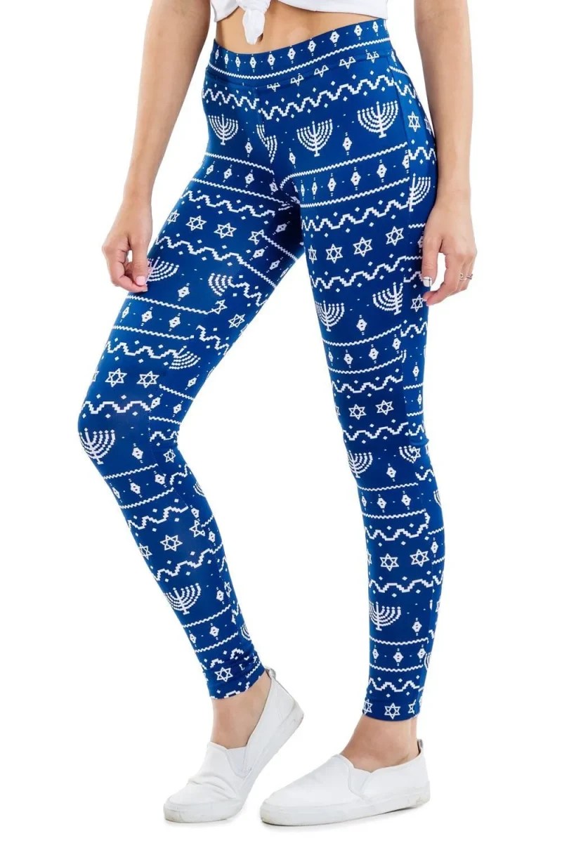 lit menorah hanukkah leggings by tipsy elves xs to