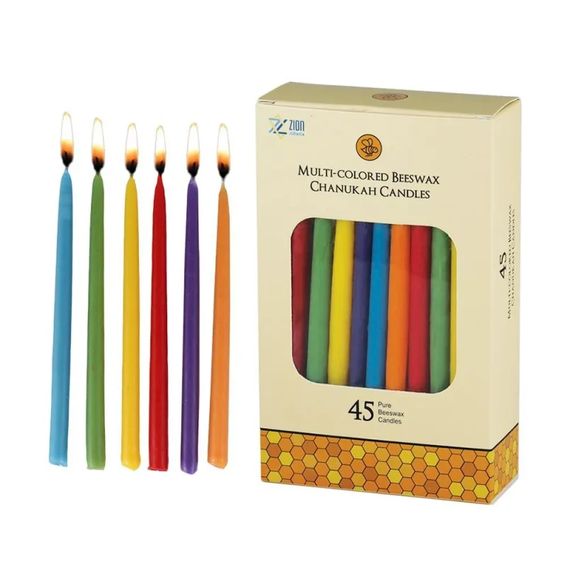 long multicolored beeswax hanukkah candles