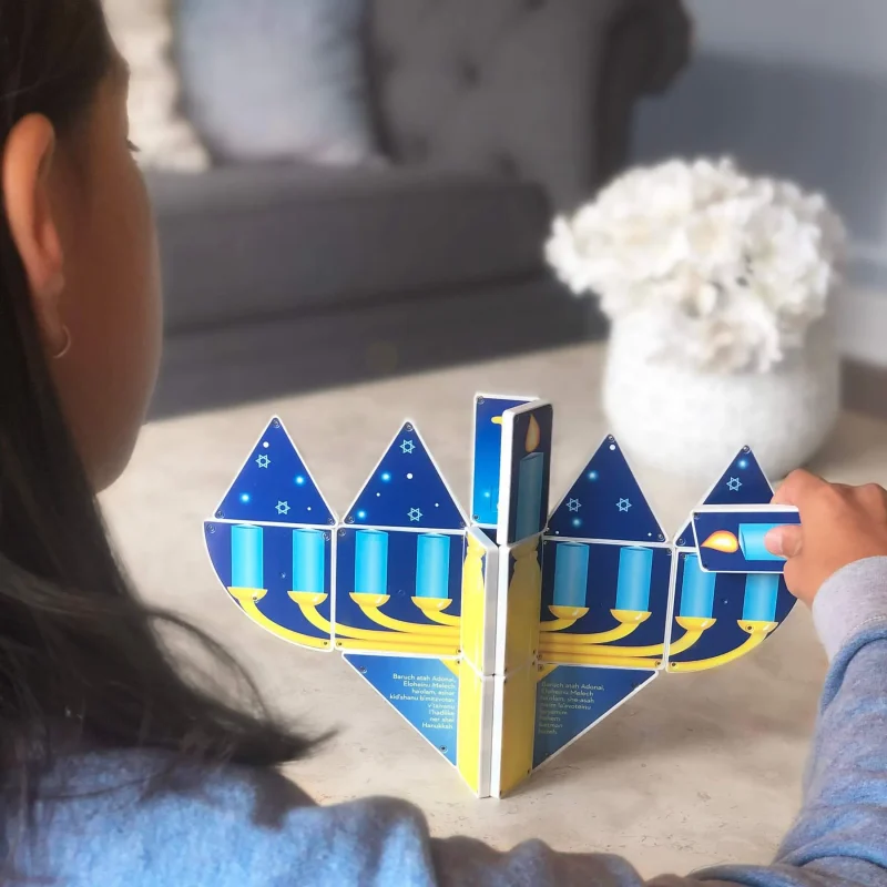 magna tiles hanukkah menorah premium magnetic menorah set