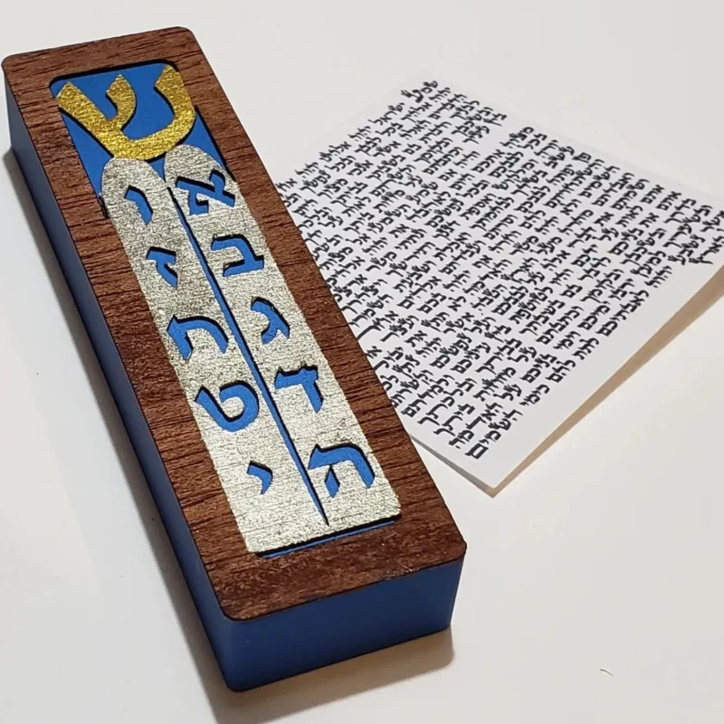 mahogany ten commandments mezuzah by glenn grubard