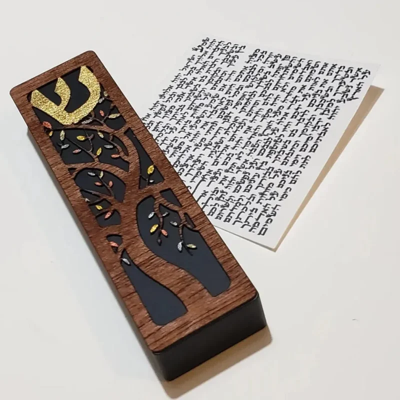 mahogany tree of life mezuzah by glenn grubard