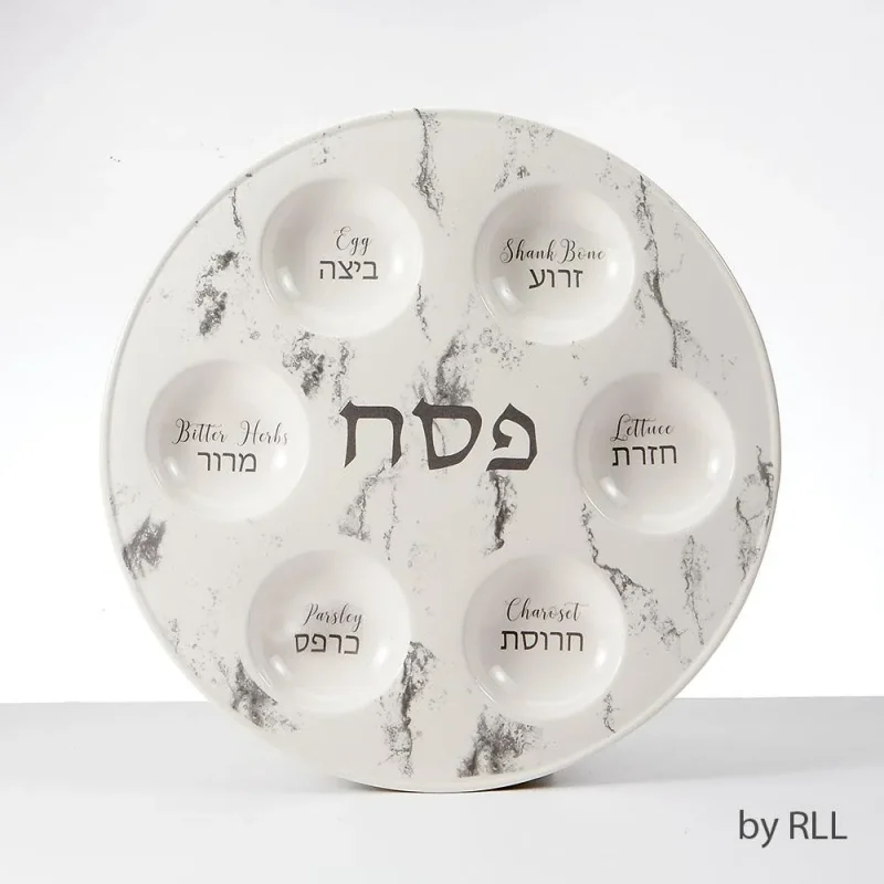 marble ceramic seder plate elegant passover tableware