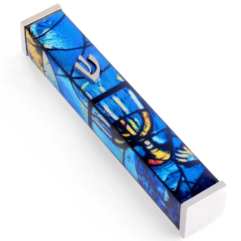 marc chagall blue silver mezuzah case