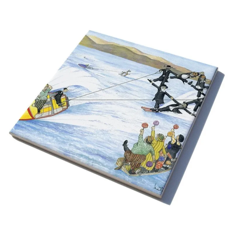 martin holt ceramic water ski trivet stylish heat resistant kitchen accessory