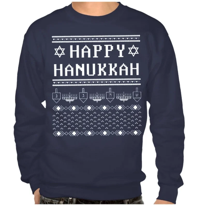 men s happy hanukkah ugly sweater shirt