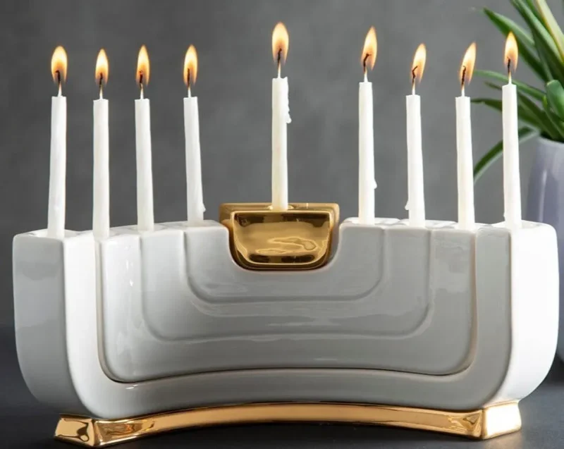 menokiah lux gold menorah shabbat candlesticks by mi polin