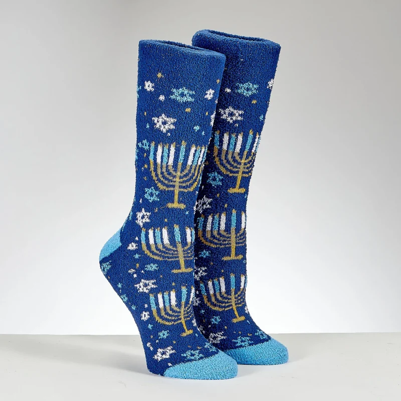 menorah design hanukkah slipper socks for adults